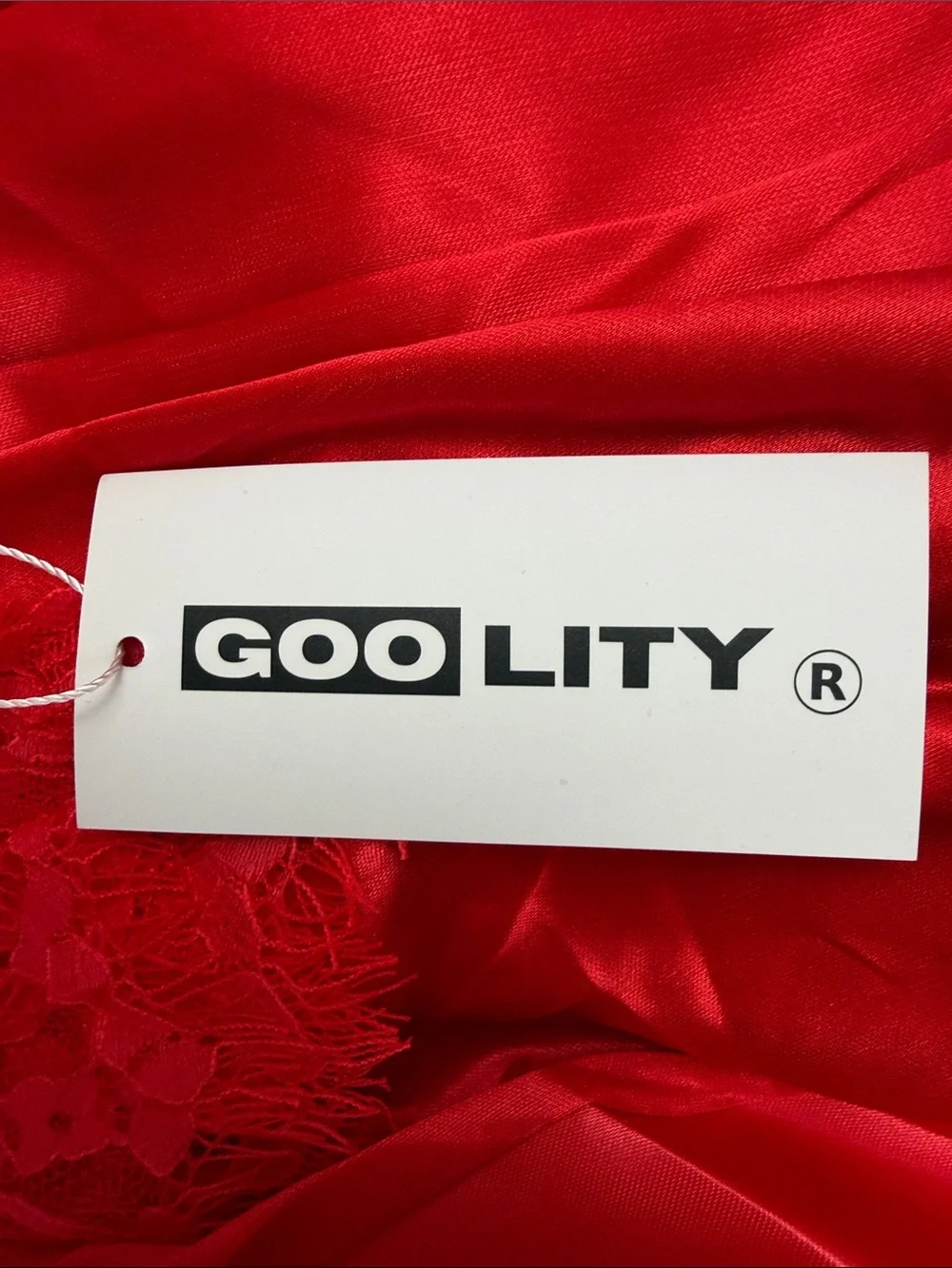 Women's Red Satin Lace Trim Robe - Unbranded